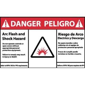 Labels   Danger, Arc Flash Hazard, Bilingual, (Graphic), 3X5, Adhesive 