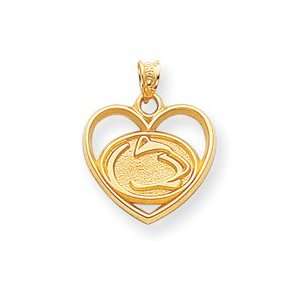  14k Penn State Lion Head Heart Charm   JewelryWeb Jewelry