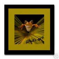 Whats up? Tree Frog Palm Tree Ceramic Tile Coaster  