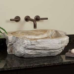  Beldare Petrified Wood Vessel Sink with Chrome Drain