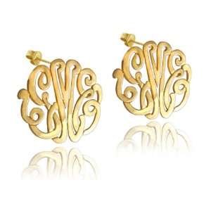 Monogrammed Initial Earrings (Order Your Initials) 24k Gold & Sterling 