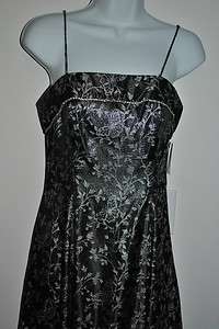 Beautiful Womens Bari Jay Gown Formal Black and Silver Prom Dress Size 