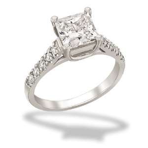   Engagement Ring in 14 Karat White Gold, High Quality Diamonds (5