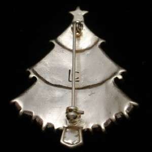 Christmas Tree Pin Vintage Liz Claiborne Xmas Brooch Rhinestones 