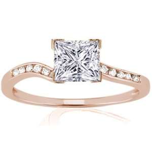  1.10 Ct Princess Cut Intertwined Petite Diamond Engagement Ring 