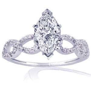  0.75 Ct Marquise Cut Petite Diamond Intertwined Engagement Ring 