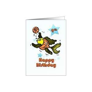   9th Birthday, Fish playing Basketball funny comic Card Toys & Games