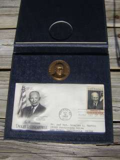 Eisenhower Commemorative Bronze Set Coin Stamp B 6068  