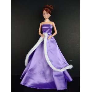   Gown with White Fur Trim Made to the Fit the Barbie Doll Toys & Games