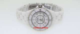   H1628 J12 White Ceramic Quartz Ladies 33 mm Diamond Watch   