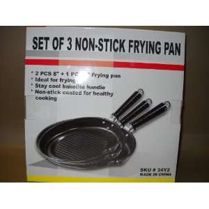 Set of 3 Non Stick Frying Pans (2x8 & 1x10)