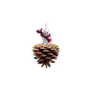  Miniature American Eskimo Pinecone Christmas Ornament 