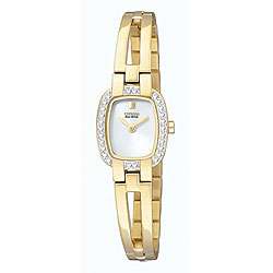 Citizen Womens Eco Drive Goldtone Stainless Steel Crystal Watch 