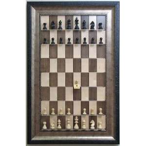 Straight Up Chess   Maple Nut Chessboard with Silvery Frame and Black 