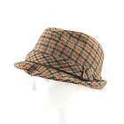 Vintage Funky 70s Brown Plaid Fedora Mens Hat Small  
