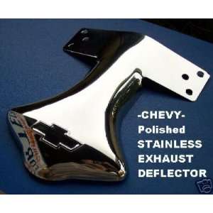   Steel Exhaust Deflector with chevy bow tie emblem.: Automotive
