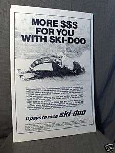 SNOWMOBILE POSTER WIN WITH SKI DOO vintage SLED  