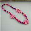 Wholesale 12 Set Kid Party Gift Pink Flower Wood Bead Necklace 