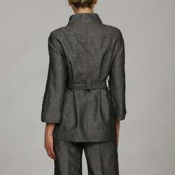 Sharagano Womens Linen blend 3/4 sleeve Pant Suit  Overstock