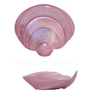  Small Glass Orchid Pink Cockle Shell Dish 6 1/4 x 7 1/4 