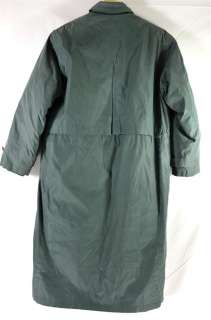 Eddie Bauer Green Trench Womans Coat With Zip Out Wool Lining Sz MM 