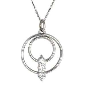  0.54 Ct Circular Style 3 Stone Pendant in 14k White Gold 