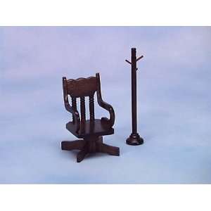  Dollhouse Miniature Swivel Chair & Coat Rack: Toys & Games