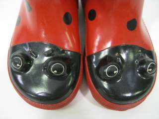 KIDORABLE Childrens Red Rubber Ladybug Rain Boots Sz 5  