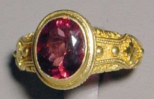 Gorgeous Rubelite Tourmaline 22kt Gold Handcrafted Ring  