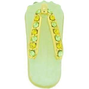 Swarovski Crystal Light Green Flip Flop Golden Pendant 