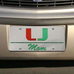 NCAA Miami Hurricanes Silver Mirrored Mom License Plate 