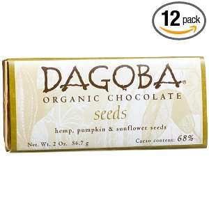 Dagoba Seeds (68%) Hemp, Pumpkin, Sunflower Seeds Bar, 2.0 Ounces Bars 