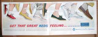 1961 KEDS SNEAKERS SHOES Vintage Print Ad 20 x 7 US RUBBER  