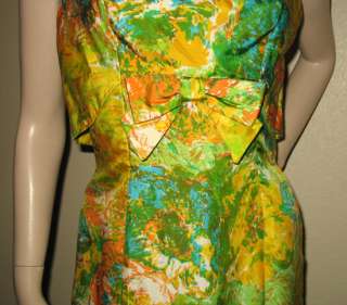 VINTAGE MARDI GRAS 50s Colorful Artistic DRESS GOWN 10  