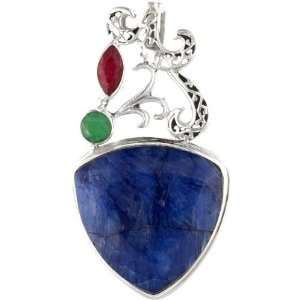   Pendant with Emerald and Ruby   Sterling Silver 