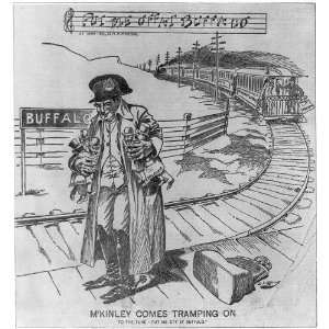  Political Cartoon,McKinley,Delegate,Railroad track,1896 