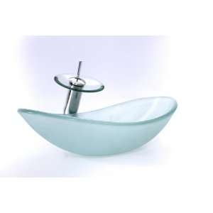  1/2 Thickness Frosted Oval Style Glass Bathroom Vessel 