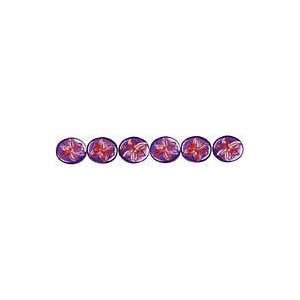Subculture Beads, 6/Pkg Purple Metallic w/Flowers 