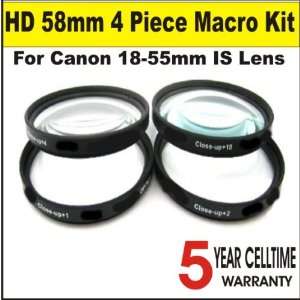  High Definition 58mm 4 Piece Close Up Macro Kit for Canon 