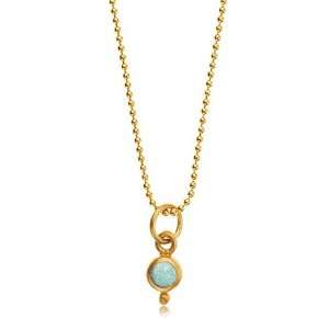  Small Aquamarine Charm Necklace in 24 Karat Gold Jewelry
