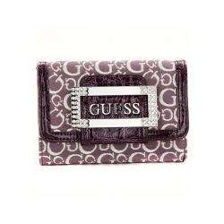 Guess Womens Eternal Purple Jacquard Tri fold Wallet  