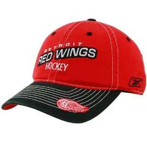  Reebok Detroit Red Wings Red Slouch Flex Fit Hat Sports 