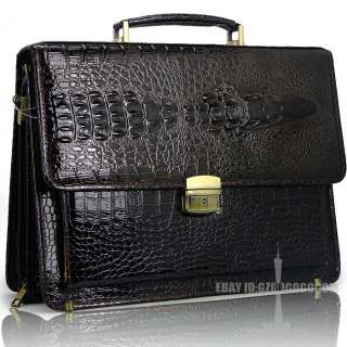   leather handbag crocodilian alligator shoulder bag briefcase 3932