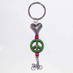  Peace, Love and Bike Key Chain