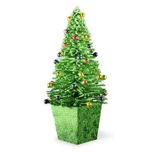  12 Green Rattan Christmas Tree with Color Beads 
