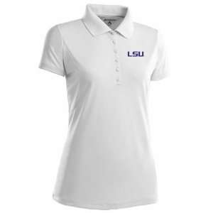 LSU Womens Pique Xtra Lite Polo Shirt (White):  Sports 