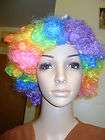 Halloween Clown 70s Hippie Rainbow Wig Hair Yellow Pink Purple Blue 