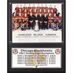 Chicago Blackhawks Sublimated 12x15 Plaque Details 1961 Stanley Cup 