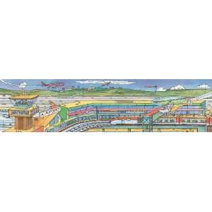  Airport Mural Style Wallpaper Border by 4Walls