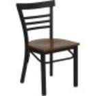   DG6Q6B1LAD CHYW GG Black Ladder Back Metal Chair with Cherry Wood Seat